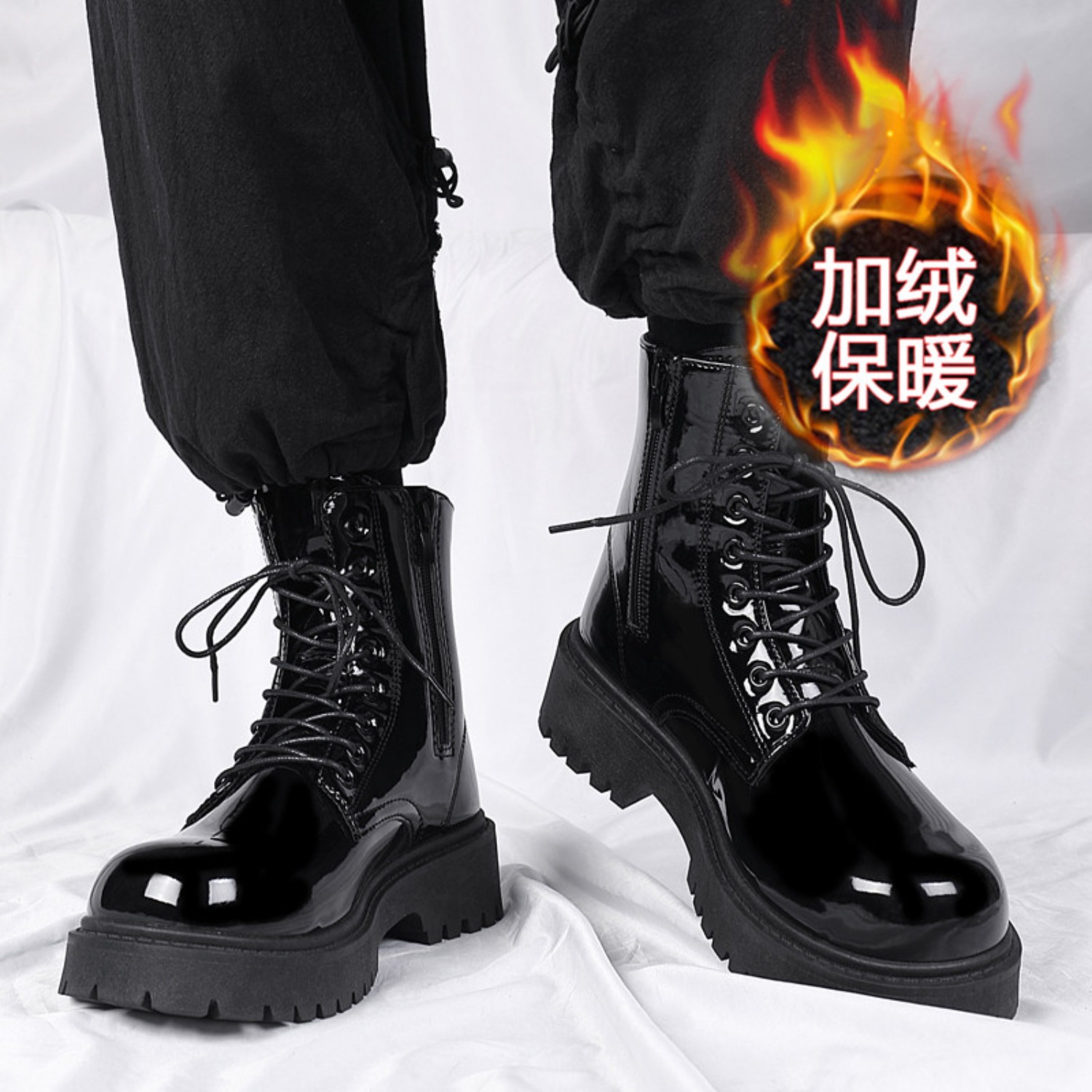 Men'S Shoes Hoka Sale - メンズ暖かいプラッシュハイカットブーツ、冬用ソフトソール滑り止めアウトドアカジュアルブーツ、ファッショナブルなプラスサイズユニセックス快適スノーワークシューズ