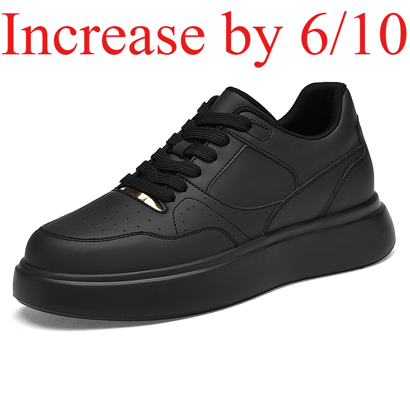 Men'S Shoes Hey Dude - メンズソリッドフェイクレザースケートシューズ、レースアップ、身長アップ6/8/10cm、滑り止めプラットフォーム、ストリートウォーキングカジュアルスニーカー
