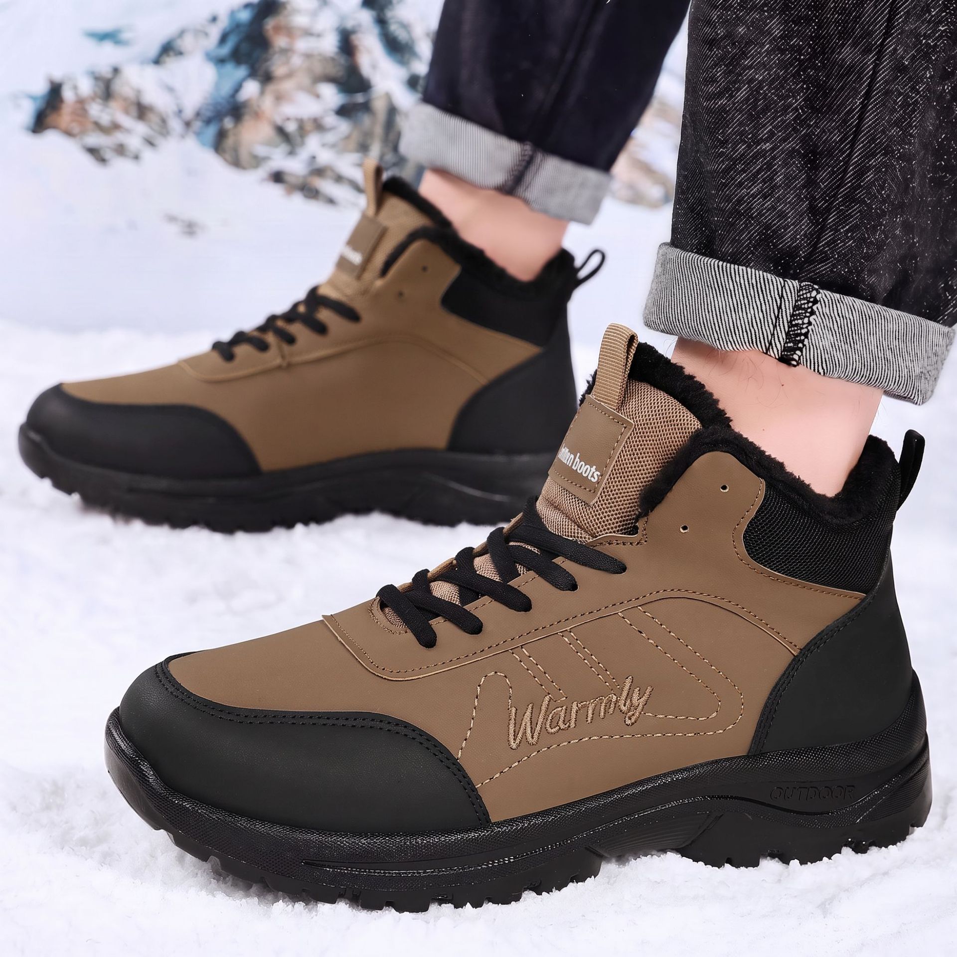 Men'S Shoes Hoka Sale - 冬の屋外ハイキングに最適な、厚手のベロア素材を使用したメンズコットンシューズ。カジュアルで汎用性が高く、柔らかいソールで履き心地も抜群。普段使いにも適したワークシューズ。