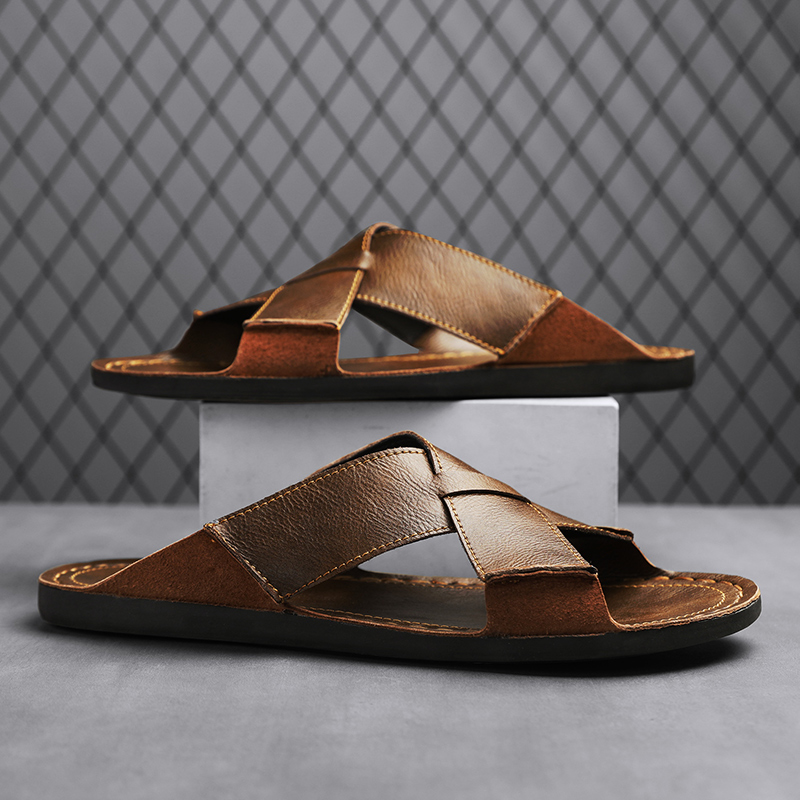 ファッション本革メンズスリッパ夏の男のサンダル屋外ビーチシュ - Men'S Shoes Hey Dude のレビューと価格