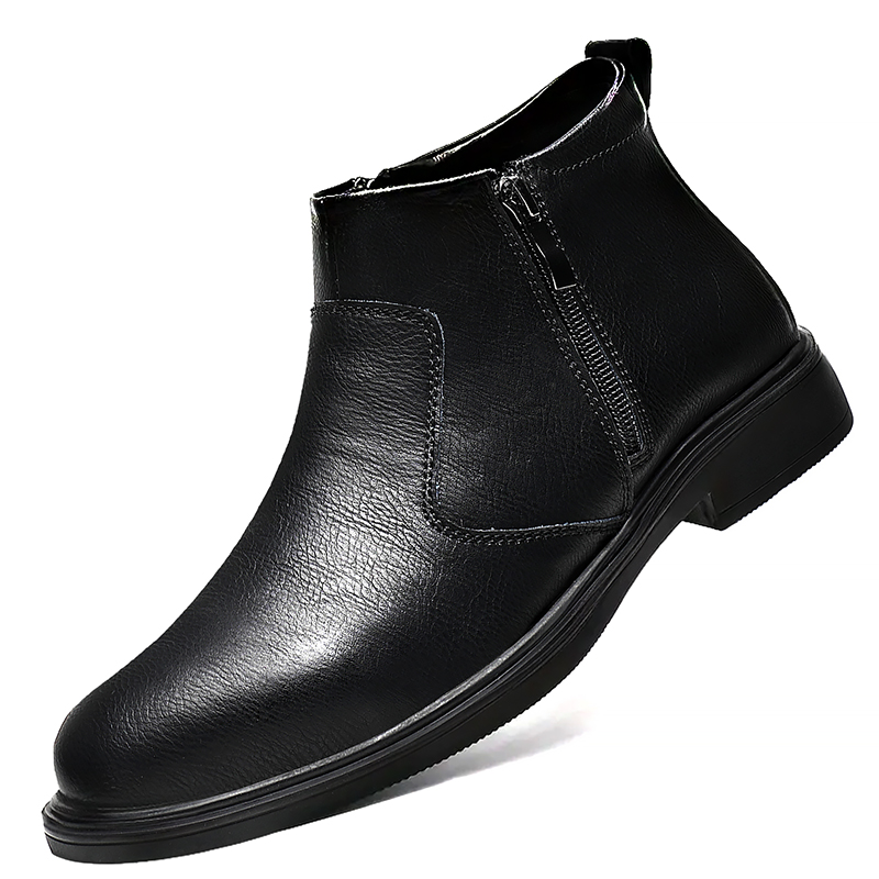 秋と冬の新しいメンズハイカットレザーシューズ、ジッパー付きレ - Men'S Shoes Hey Dude のレビューと価格
