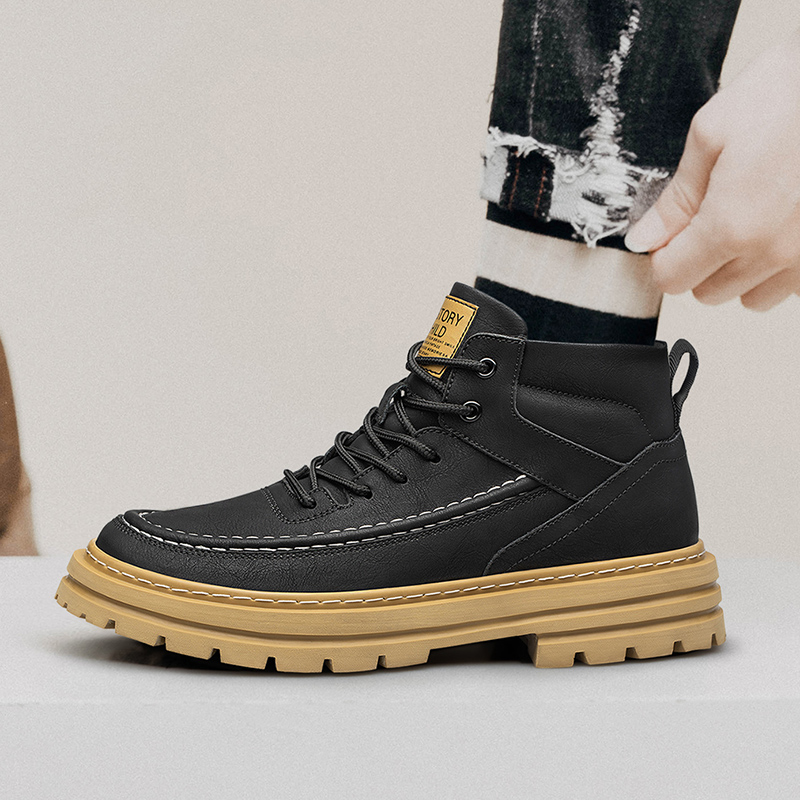 メンズ身長アップシューズ 厚底耐久性ミッドトップデザイン レ - Men'S Shoes Water Resistant のレビューと価格