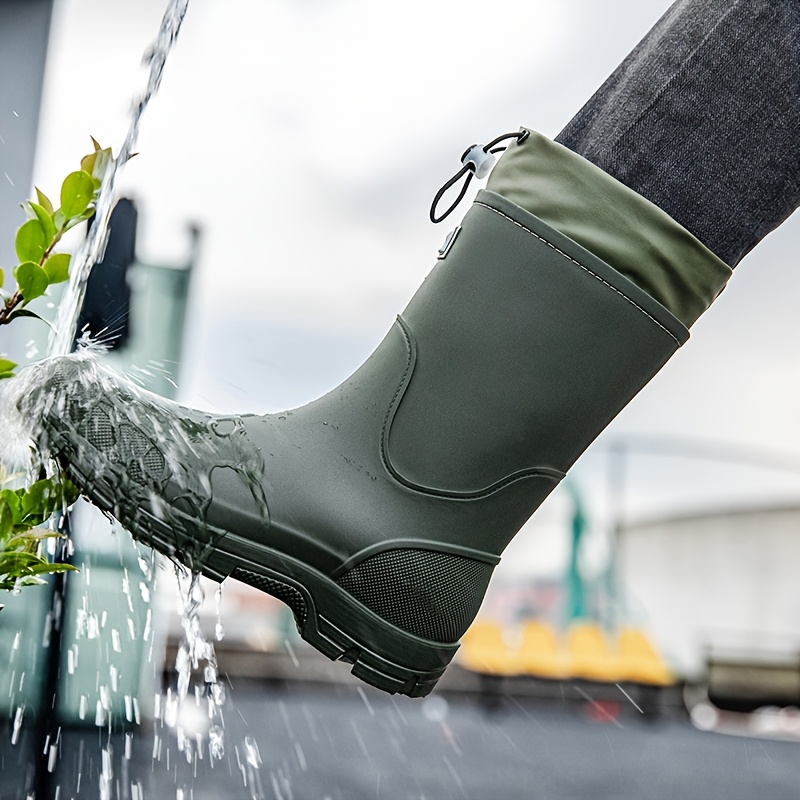 メンズ防水レインブーツ、ミッドカーフ、スリッポン、厚底、滑り - Men'S Shoes Water Resistant のレビューと価格